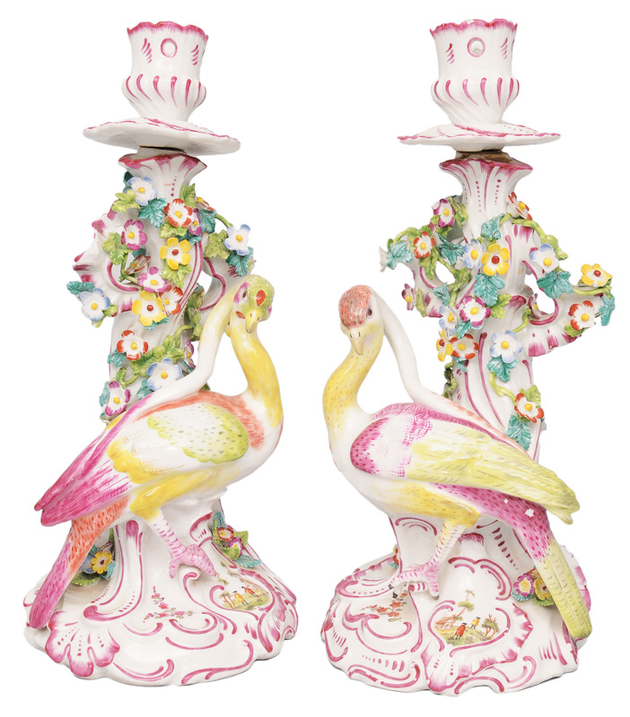 A pair of bird-candlesticks