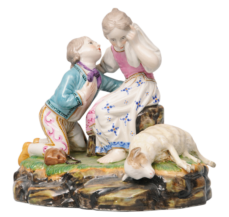 A figurine group "Mourning about the dead lamb"