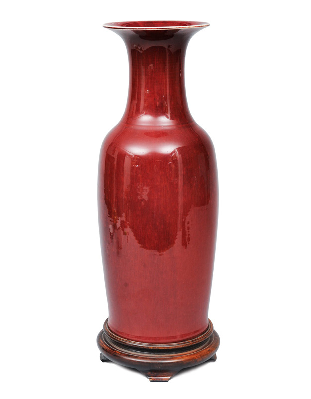 A tall "Sang-de-boeuf" vase