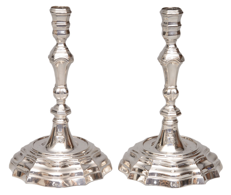 A pair of Baroque candle holders