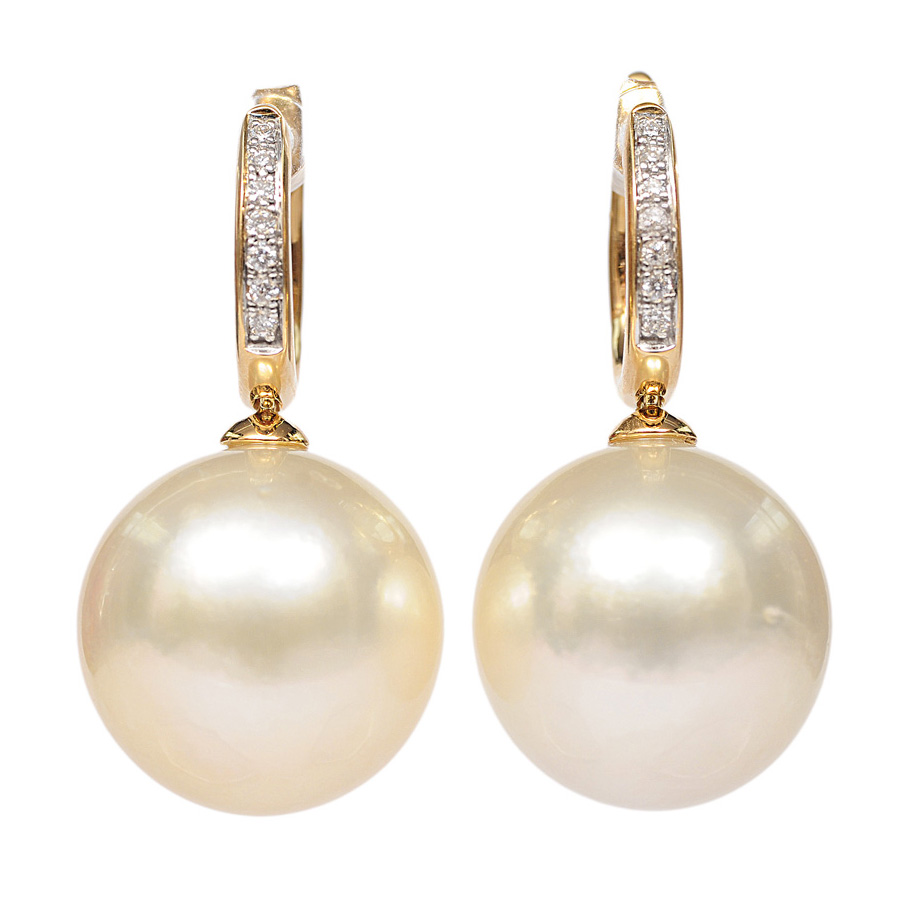 Paar Südsee-Perlen-Brillant-Ohrringe
