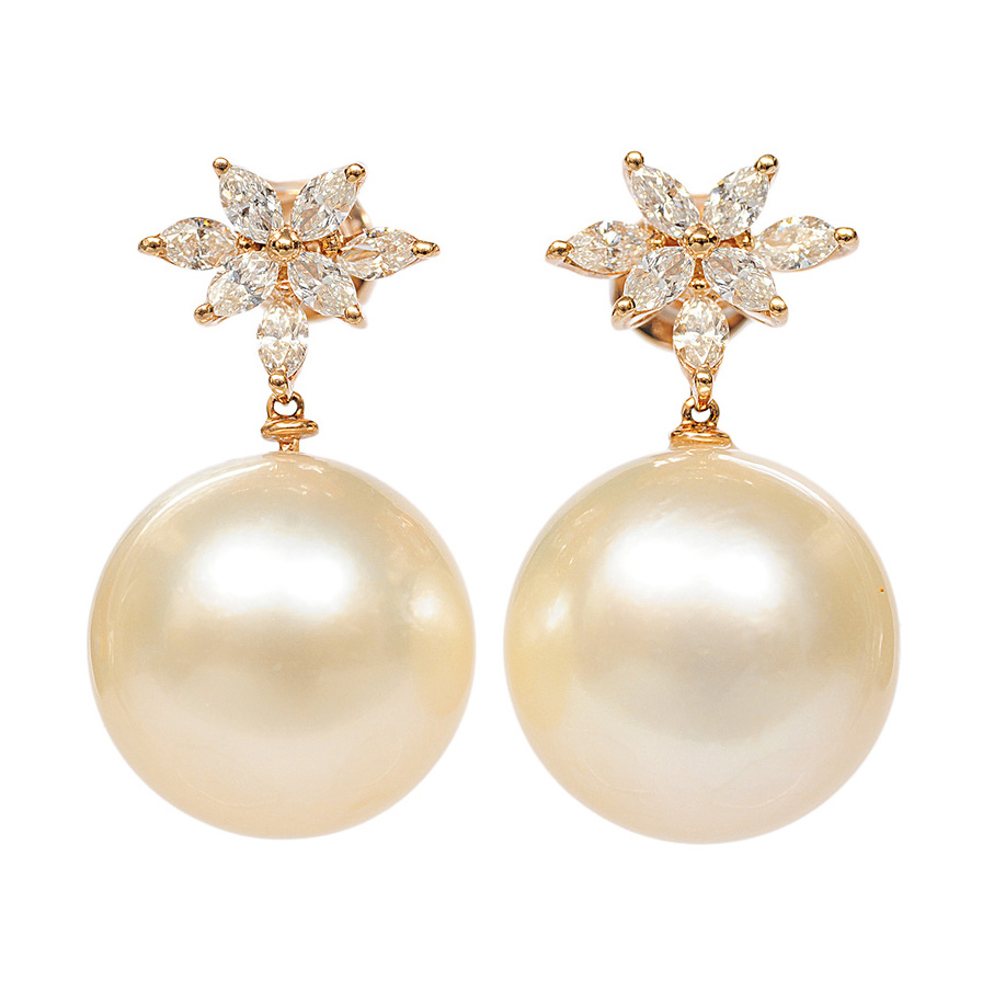 Paar Südsee-Perlen-Diamant-Ohrringe