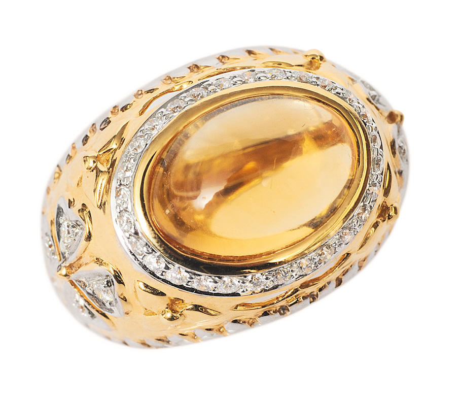 A citrine diamond ring