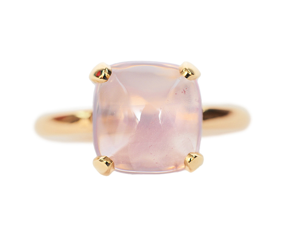 A rose quartz ring