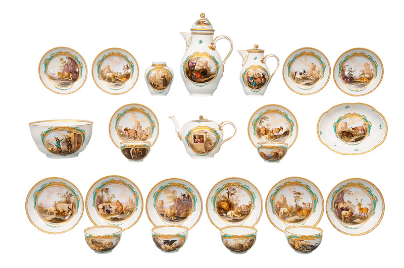 A rare and exceptional coffee and tea service with animal fables A rare and exceptional coffee and tea service with animal fables