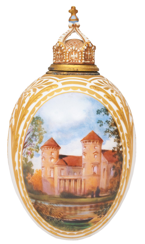 An ovoid flask with a depiction of Rheinsberg Palace