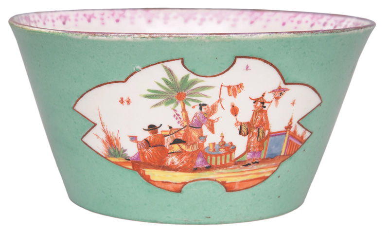An exceptional bowl with turquoise underground and chinoiseries