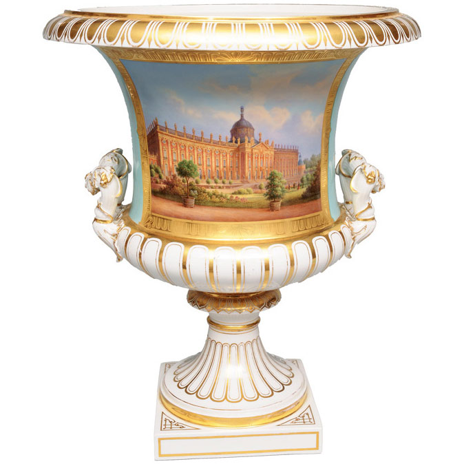 An important krater vase with a view of the "Neues Palais"