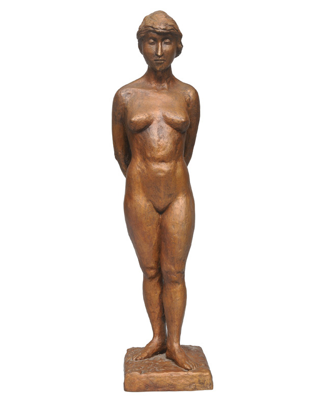 Große Bronze-Figur "Stehender weiblicher Akt"