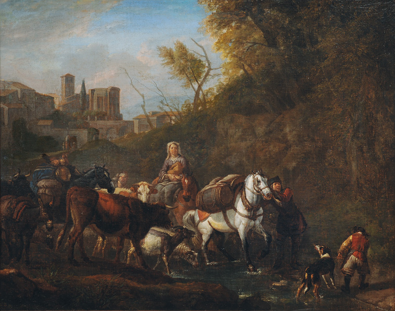 Pieter van Bloemen, zugeschr. - Travelling Herdsmen in the Campagna Travelling Herdsmen in the Campagna