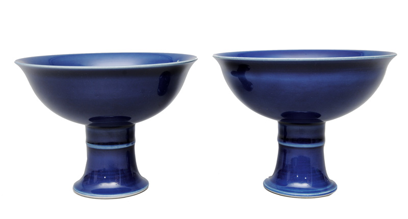 A pair of monochrome stem-cups