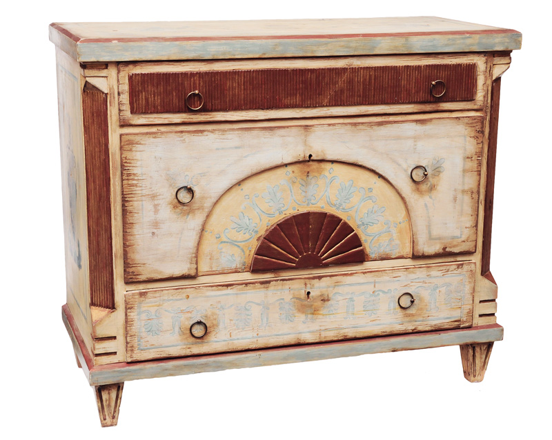A pair of chest of drawers with antique-like painting