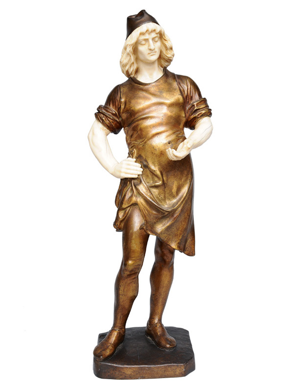 A bronze figure "Renaissance typographer"