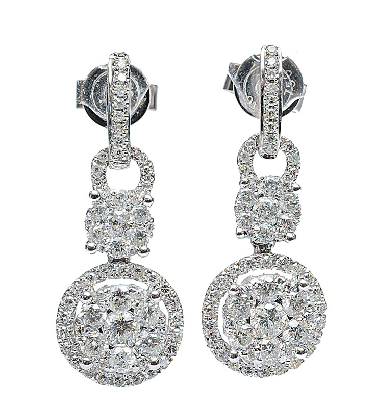 A pair of diamond earpendants