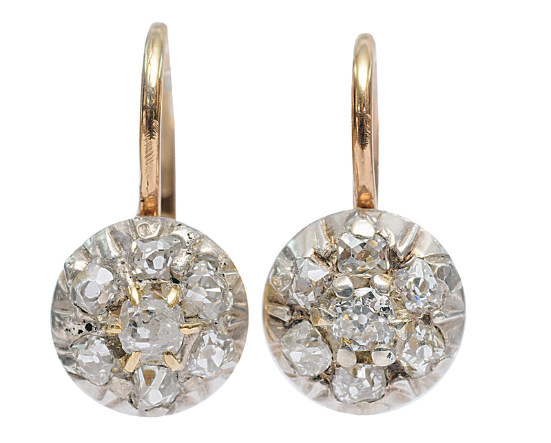 A pair of diamond earrings