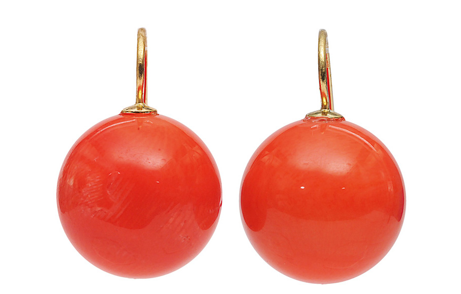 A pair of coral earrings