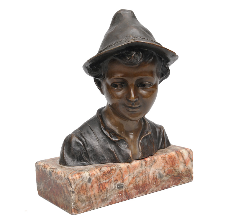JuliusPaul Schmidt-Felling - A bronze bust "Boy with hat" A bronze bust "Boy with hat"