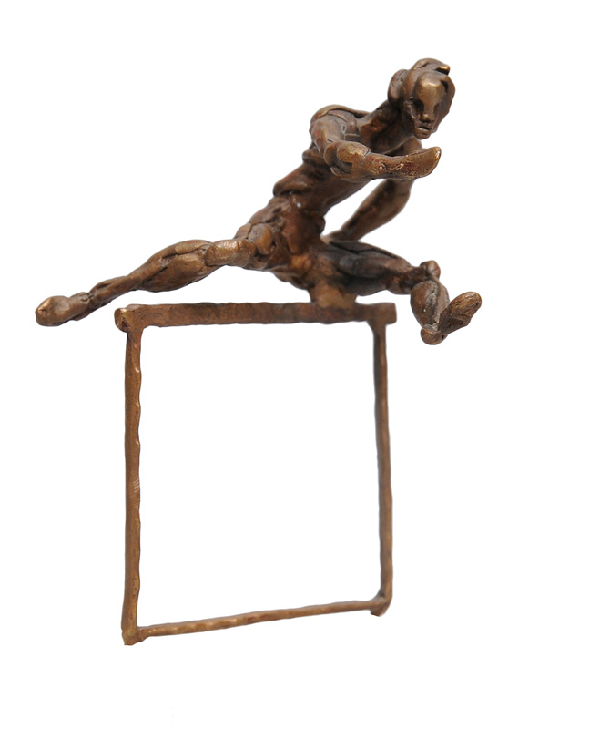 A smal bronze figure "Hurdler"