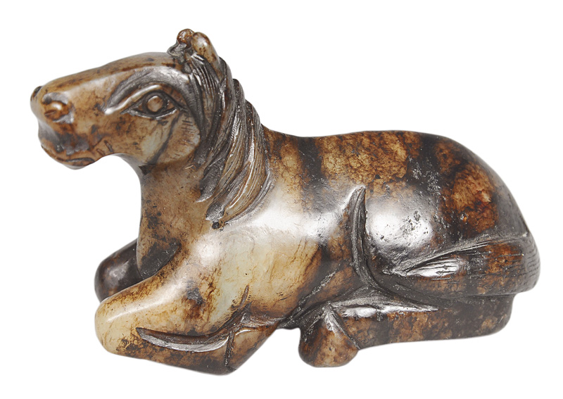 Jade-Figur "Liegendes Pferd"