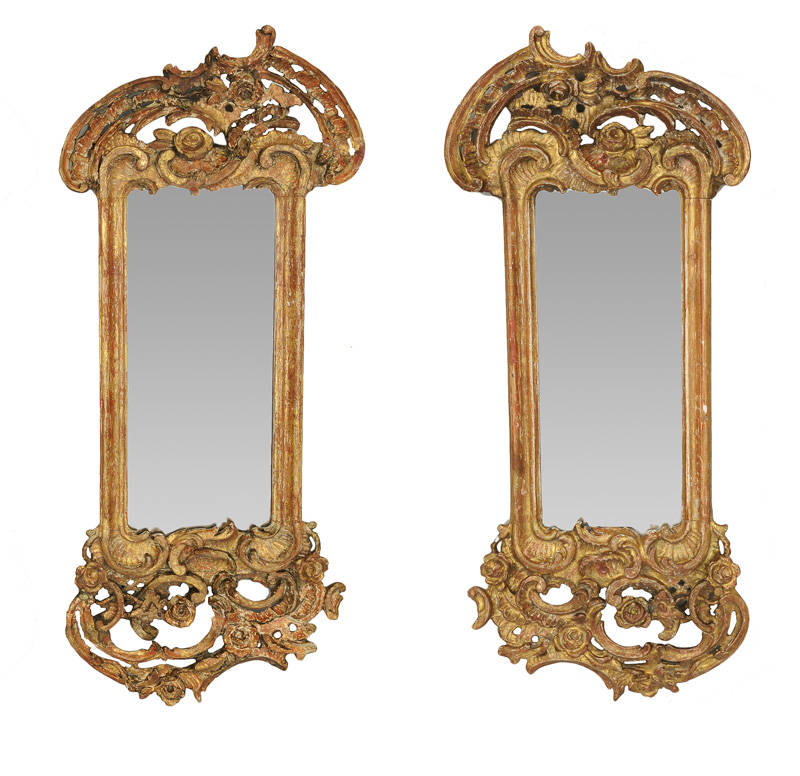 A rare pair of gilded Rococo mirrors