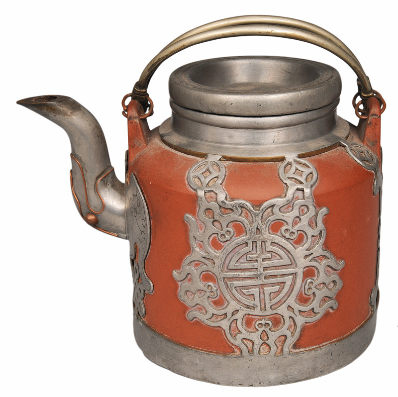 An Yixing tea pot with auspicious character "Shou"