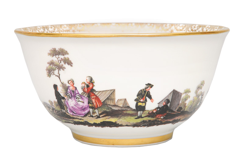A bowl with miner"s scenes