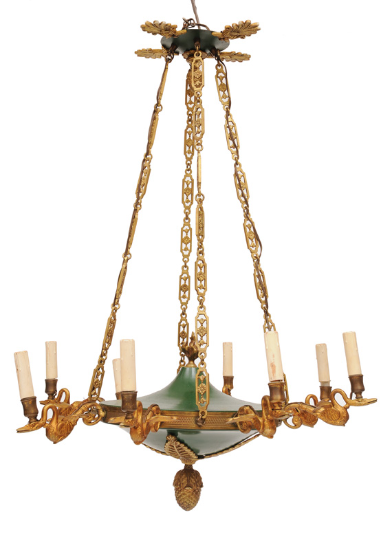 A ceiling light in the style of Empire