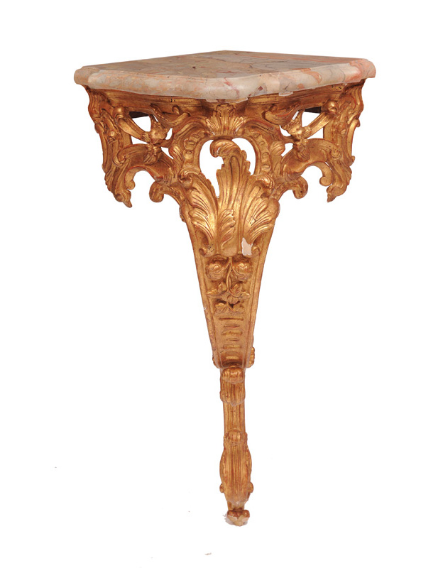 A pair of gilded console table in the style of Rokoko