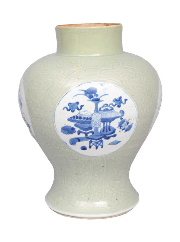 A celadon vase with "100 Antiquities" A celadon vase with "100 Antiquities"