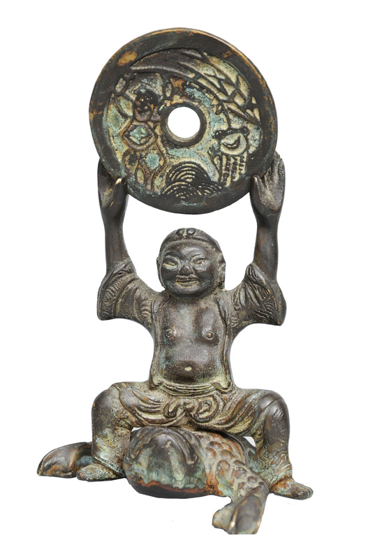 A bronze figurine "Liu Hai on the threelegged toad"