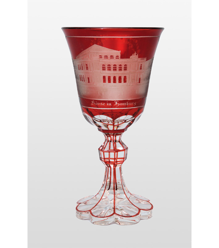 A Biedermeier souvenir goblet with Hamburg scene