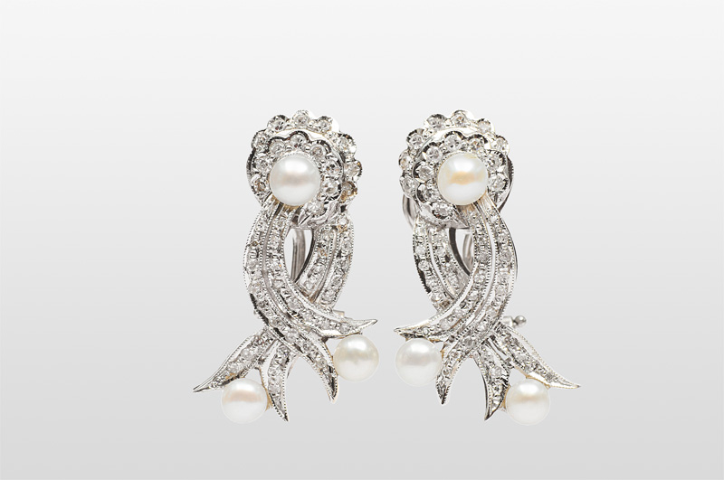 Paar Brillant-Perlen-Ohrringe