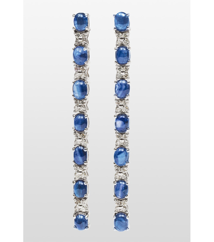 A pair of sapphire diamond earpendants