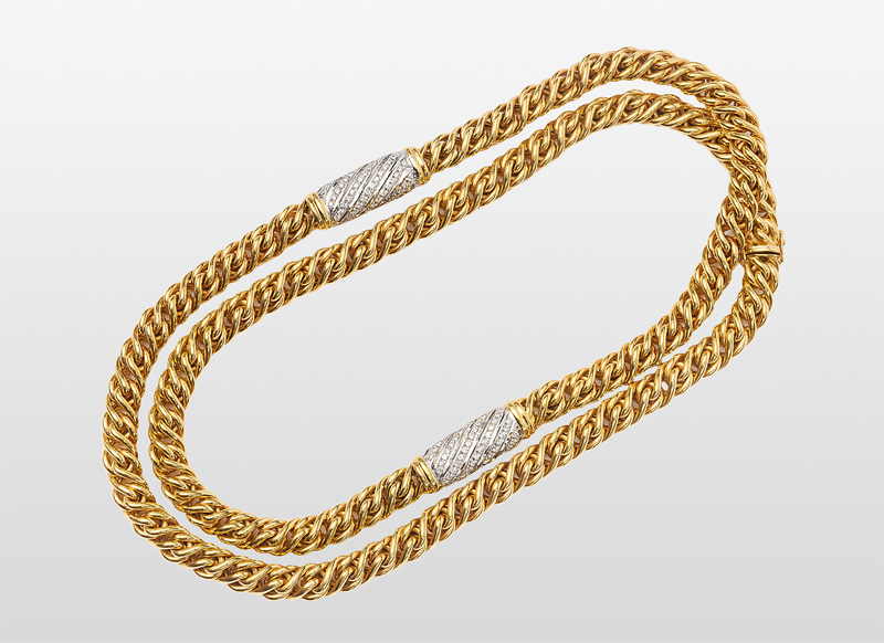 Langes Gold-Collier mit Brillant-Besatz von Wempe