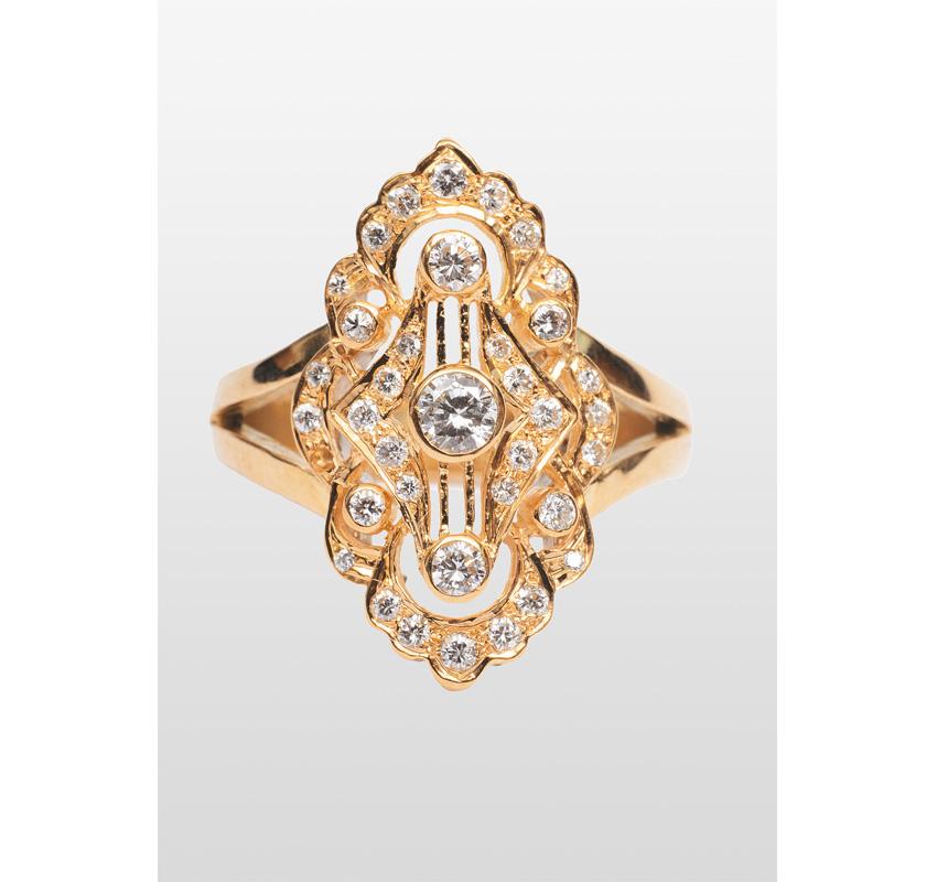A diamond ring in the style of Art-Nouveau