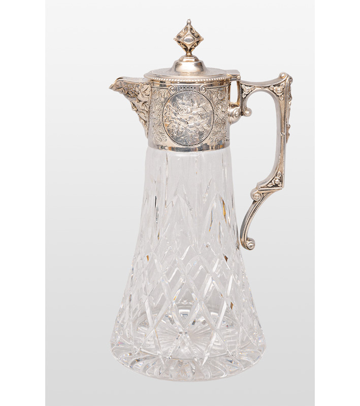 A glass jug with Silver - Miscellaneous - Bronzes mounting