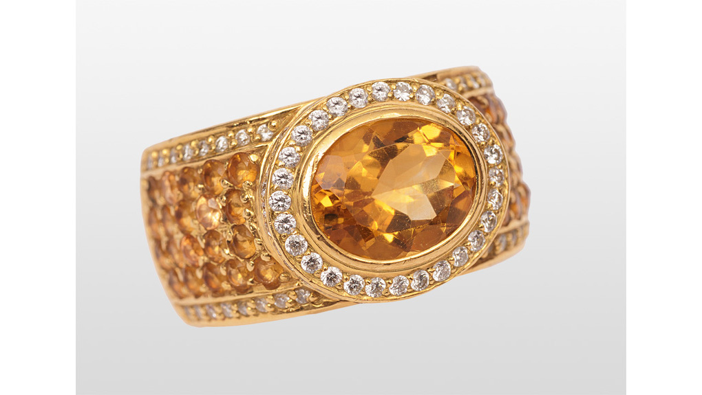 A citrine diamond ring