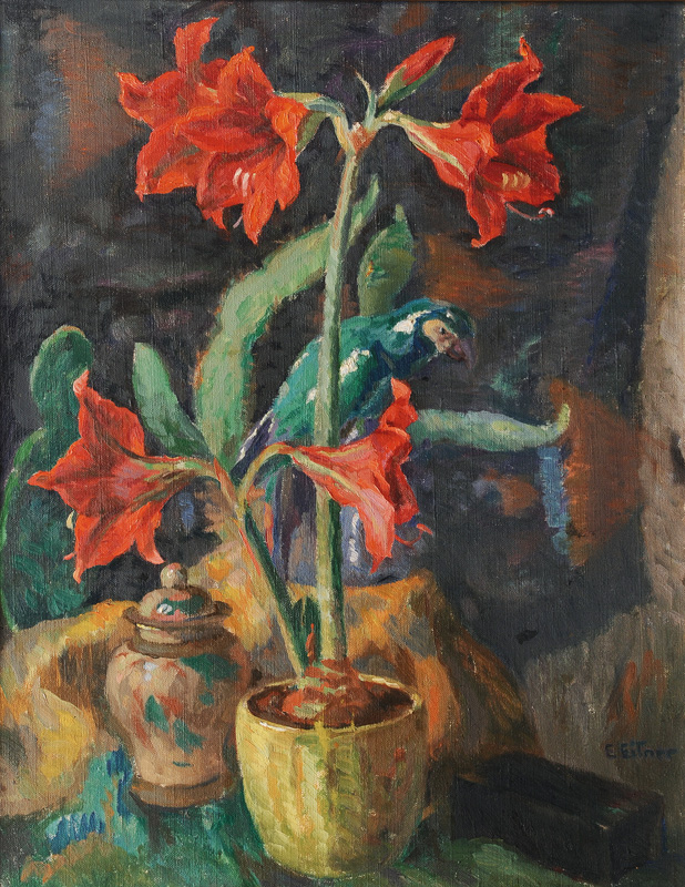 Amaryllis and Parrot