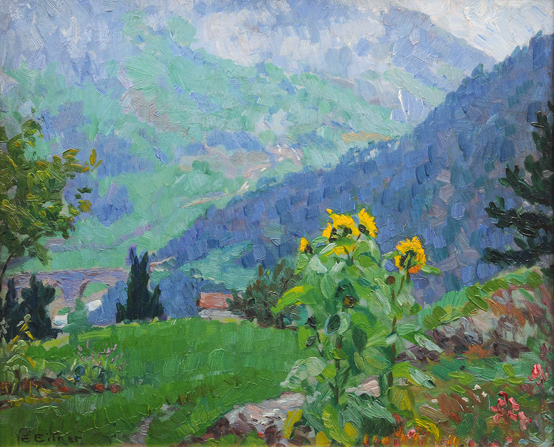 Sonnenblumen in den Alpen