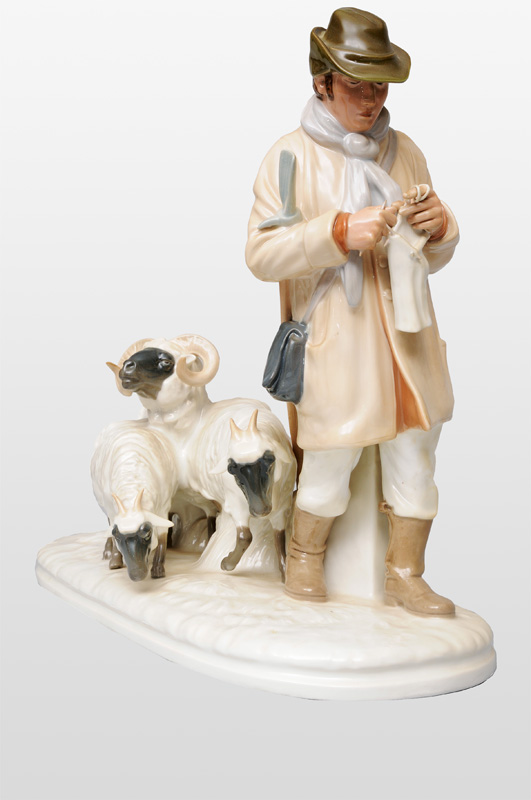 A tall figurine group "Resting Shepherd"