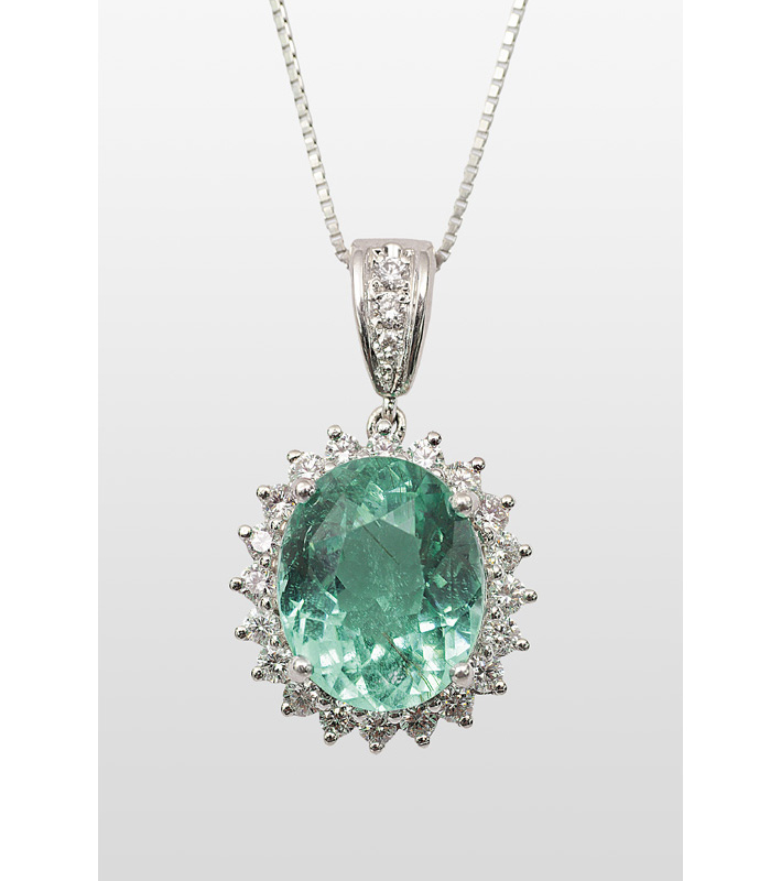 A tourmaline diamond pendant with necklace