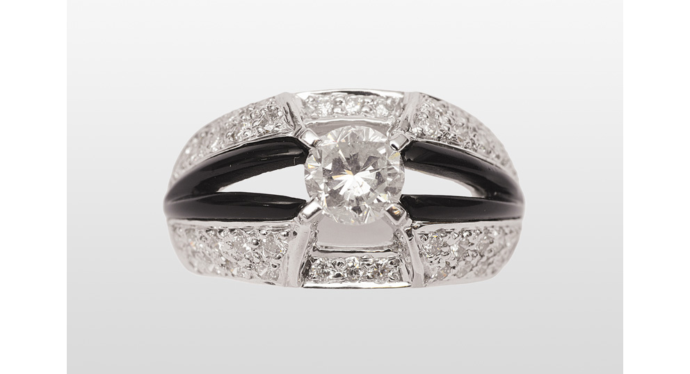A diamond onyx ring
