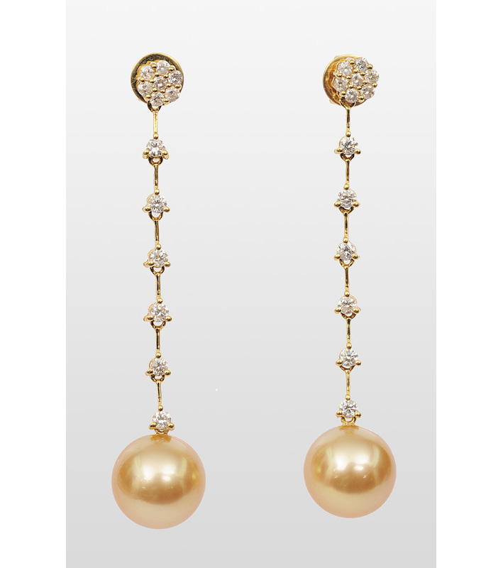 Paar Südsee-Perlen-Brillant-Ohrhänger