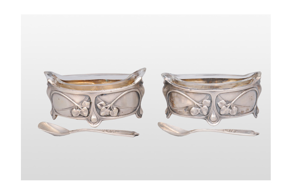 A pair of Art Nouveau spice bowl