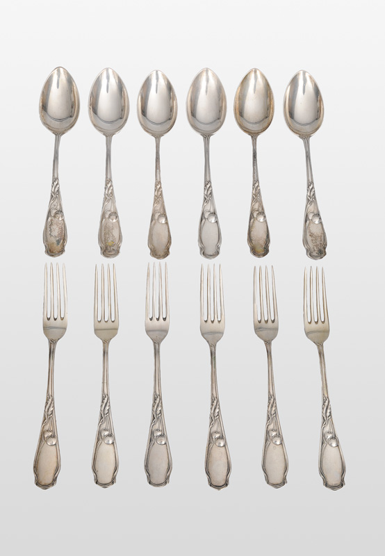 An Art Nouveau fruit cutlery "Cherry" for 6 persons