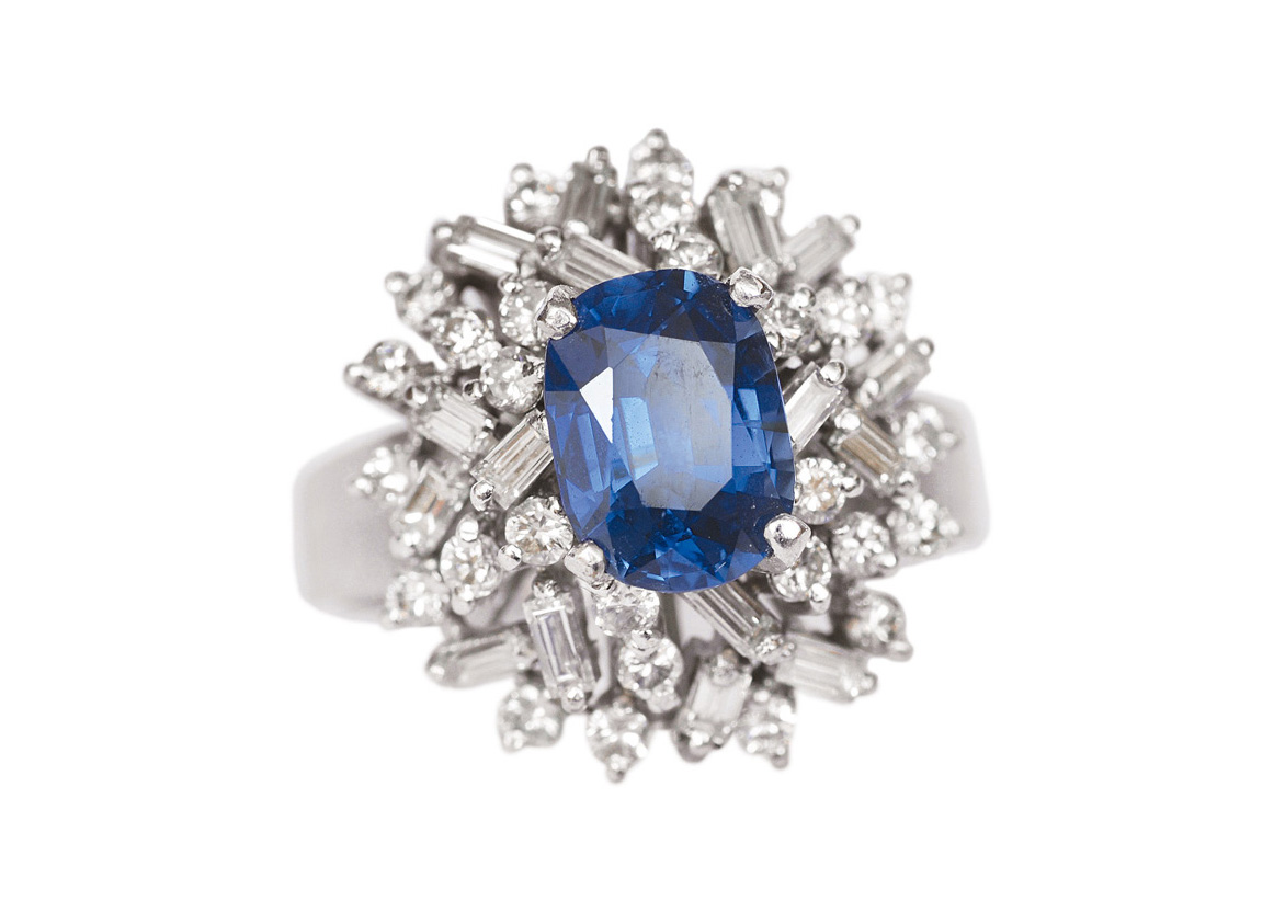 Saphir-Diamant-Brillant-Ring