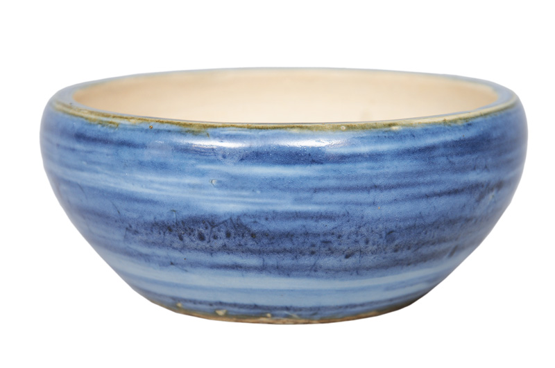 A bowl with blue washed glaze