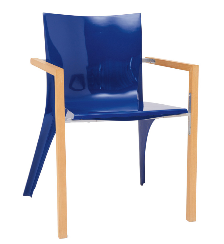 Stuhl "Holz und Blau"