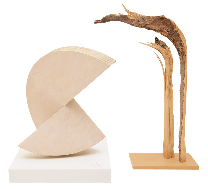 A sculptur "Dialog of wood"