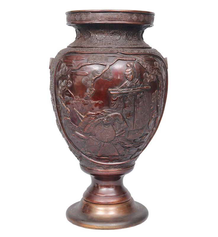 Bronze-Vase mit Samurai-Szene